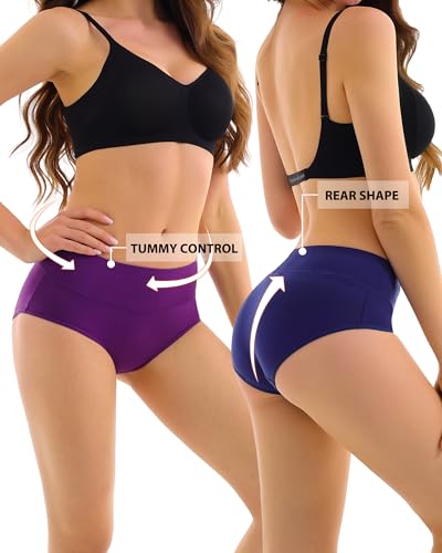 Redoll Women's Cotton High Waisted Underwear Soft Full Coverage Briefs 5 Pack
| Redoll Cotton Ladies High Waisted Brief