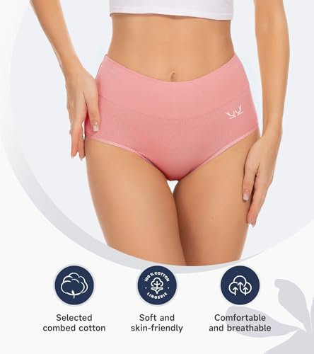 Saliryj Women's High Waisted Cotton Underwear Soft Briefs for Full Coverage 5 Pack Regular & Plus Size  
Saliryj Women's