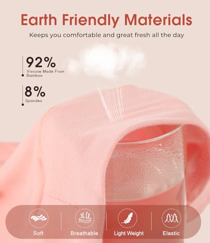 Bamboo Cool Women's High Waisted Briefs - FSC Certified, Soft & Breathable, Full Coverage, 5-Pack