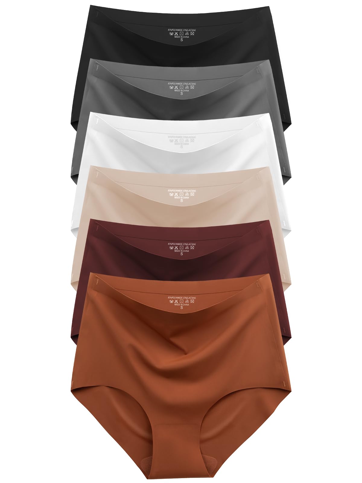 Cuweni Women's High Waisted Briefs No Show Seamless Breathable 6 Pack Full Coverage Stretch Panties