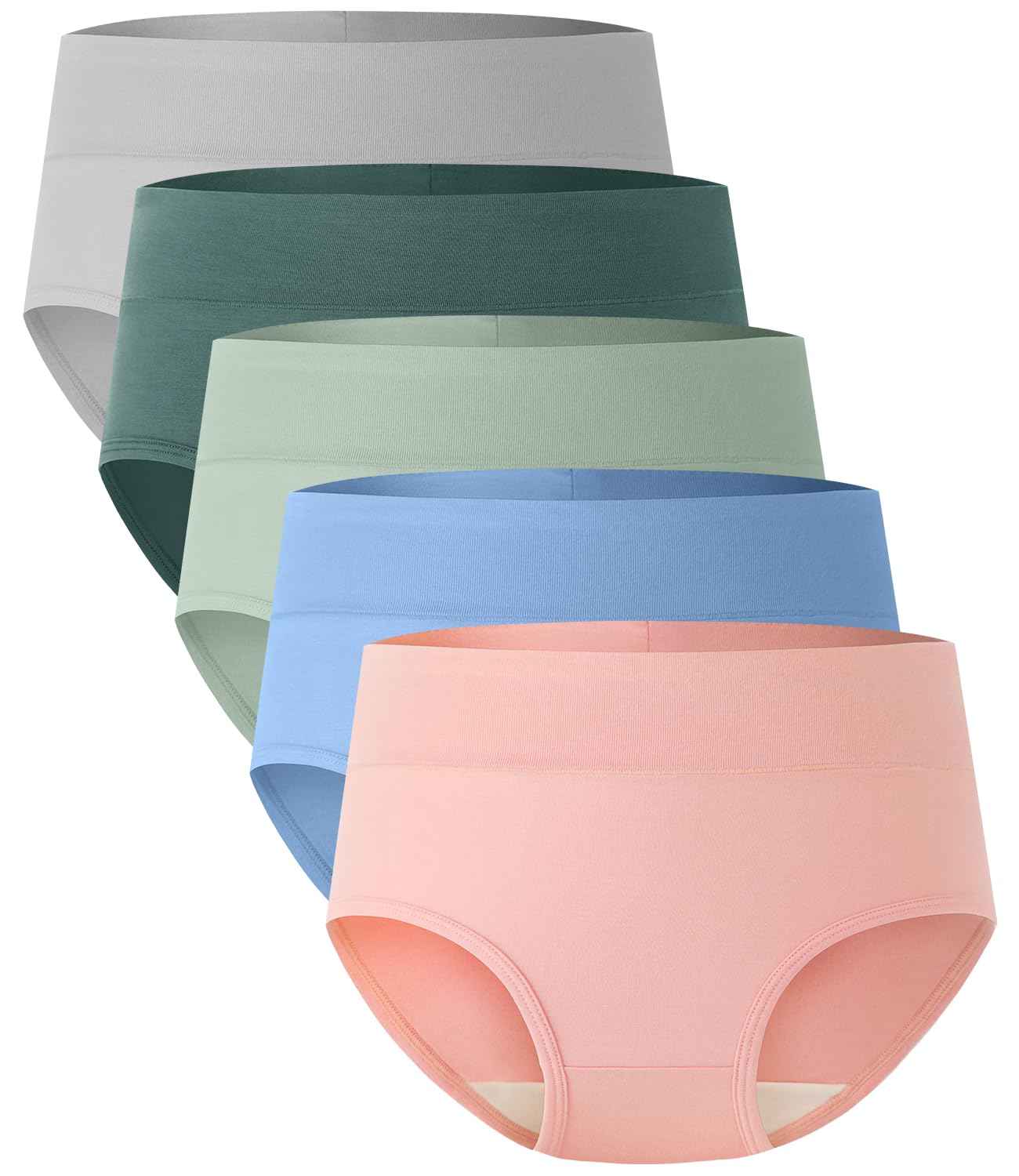 Bamboo Cool Women's High Waisted Briefs - FSC Certified, Soft & Breathable, Full Coverage, 5-Pack