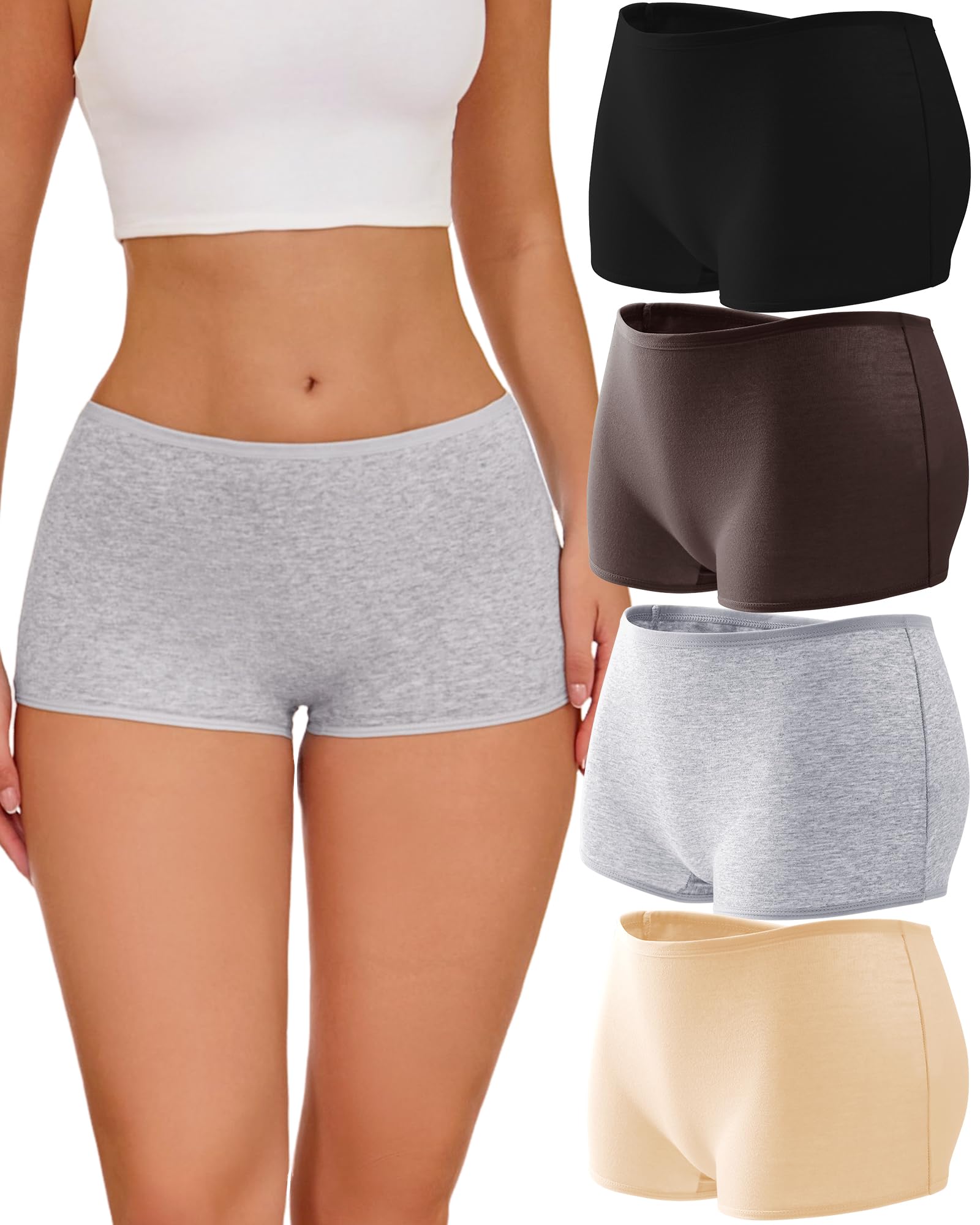 ROSYCORAL Women's Cotton Boy Shorts Underwear Mid Rise Full Coverage 4 Pack S-XXL
ROSYCORAL Women's Cotton Panties Boy S